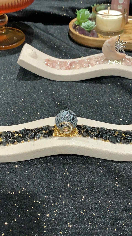 Crystal Wavy Incense Holders - Various Crystals