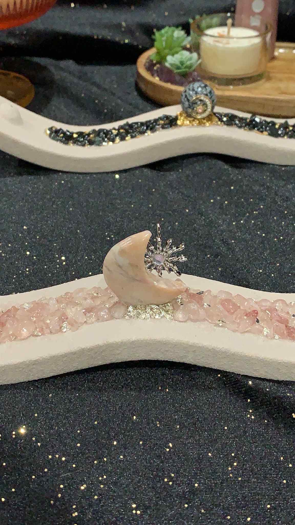 Crystal Wavy Incense Holders - Various Crystals