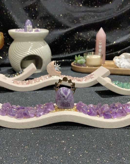 Crystal Wavy Incense Holders - Various Crystals